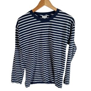 J.Crew Striped Long Sleeve Top Navy White Nautical Preppy Minimalist Small NWOT